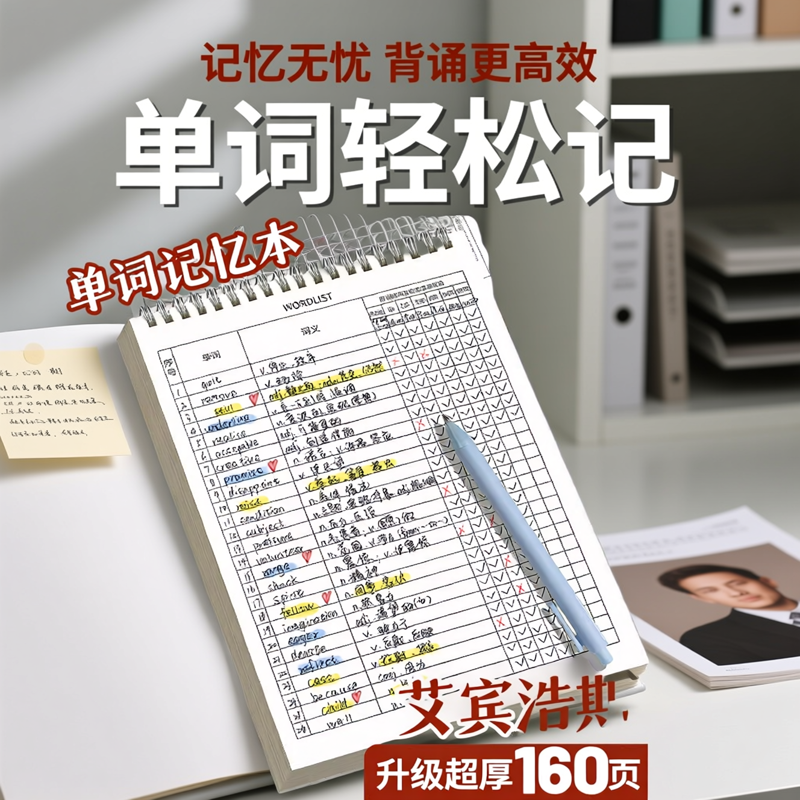 英语单词本记忆艾宾浩斯记忆曲线大学生考研默写记背神器生词纸笔记本