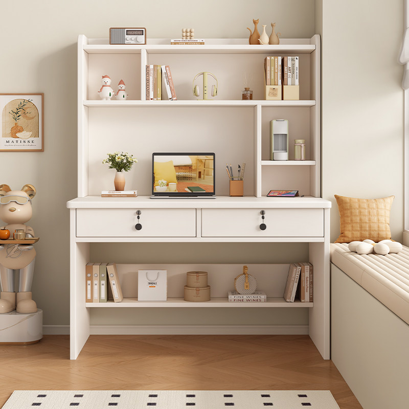 实木书桌书架一体桌小户型卧室家用电脑桌学生学习桌书柜组合桌子,住宅家具,电脑桌,淘宝优惠券,粉丝福利购,淘宝优惠卷