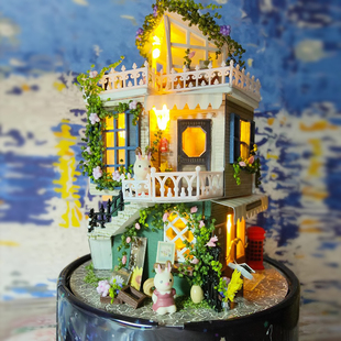 diy小屋旋转八音盒星梦奇缘音乐世界手工拼装模型摆件女生日礼物