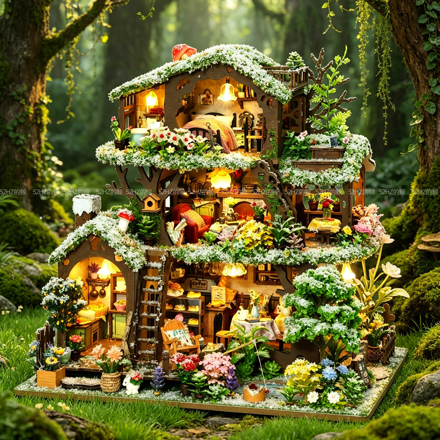 时光树屋diy手工小屋雪景森系小房子别墅微缩模型积木女生日礼物