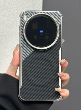 潮牌凯夫拉纹磁吸拼接适用vivoX300pro手机壳x200s新promini高档电镀OPPOFindx8Ultra网红s+防摔全包套男女