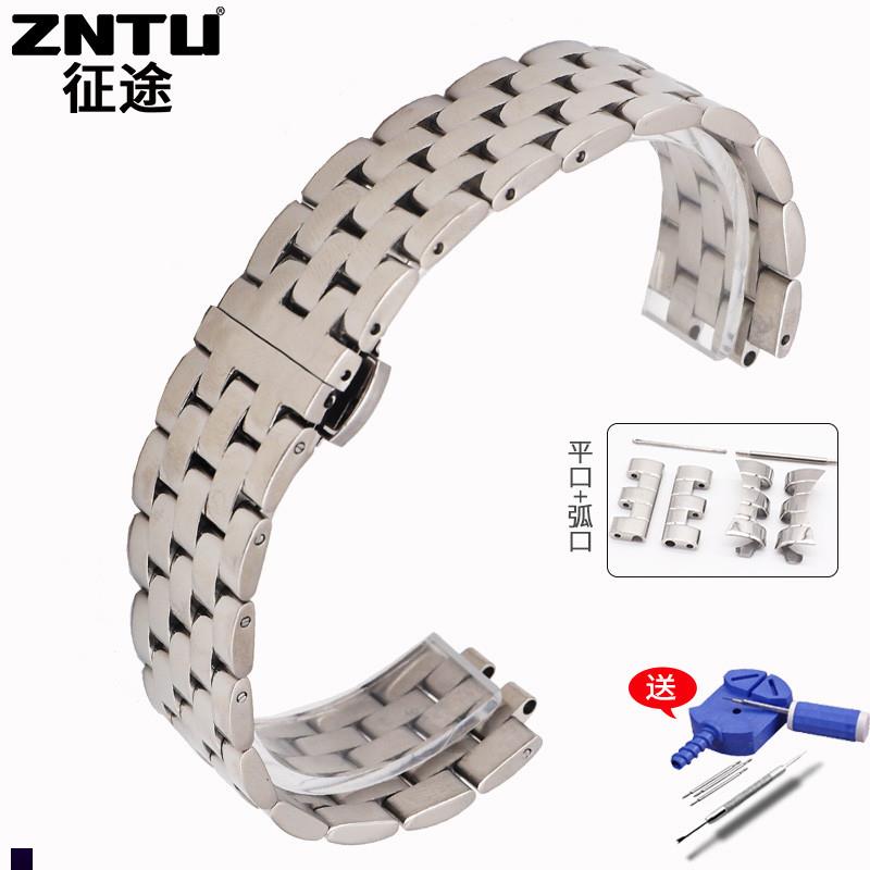 征途精钢表带不锈钢带表链钢带男士蝴蝶I扣代用卡西欧美度手表配