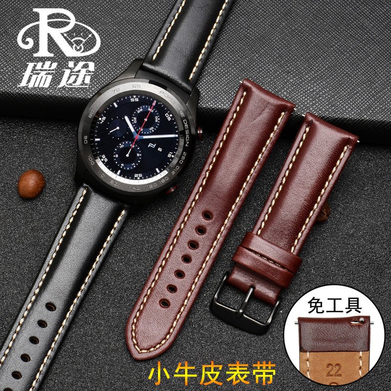 代用Garmin佳明 酷龙fenix ychronos 华为牛皮表带表炼配件 22mm