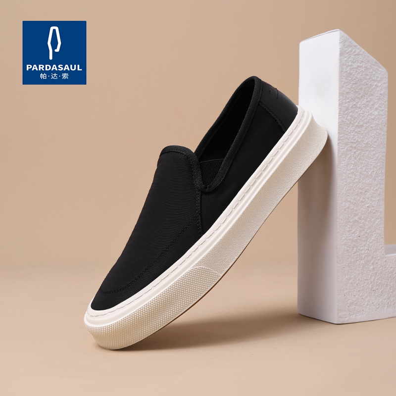 简约套脚布鞋2025夏季软底板鞋一脚蹬乐福鞋男士透气帆布鞋230538