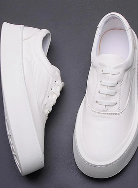 帕达索厚底小白鞋男士真皮系带休闲鞋2026冬季透气百搭板鞋240805