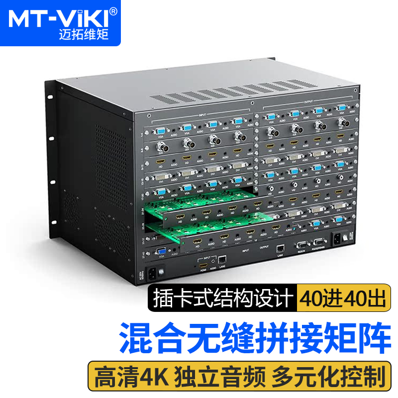 迈拓维矩MT-HC4040(EWF) 高清混合矩阵40进40出无缝带拼接插卡式定制接口音视频会议监控图像拼接屏处理器