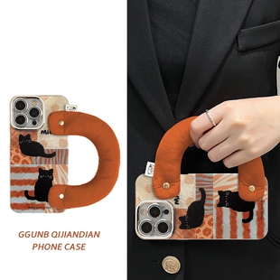 拼凑miao黑猫棉腕带适用华为Mate70Pro手机壳mate60高级p70保护套p60个性p50小众mate50/40软p40/30