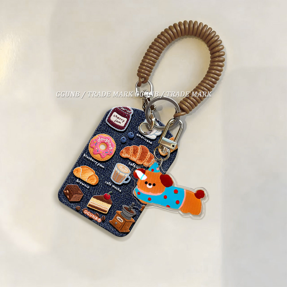 黑底面包咖啡蛋糕甜甜圈卡套门禁水滴小卡套钥匙扣迷你NFC感应小区公交卡交通电梯IC卡防摔保护套