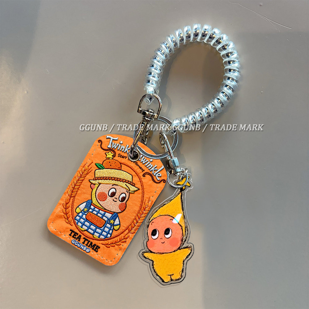 蓝网状衣服戴橘子帽星星人门禁水滴小卡套钥匙扣迷你NFC感应小区公