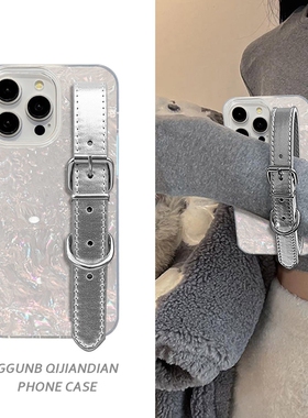 炫彩褶皱银皮扣腕带适用小米15Pro手机壳14高级k80个性k70简约k60小众13保护套12红米note14/11潮k40软