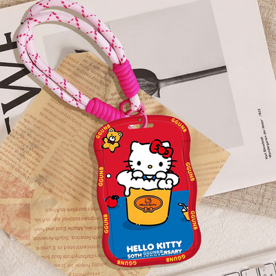 雪糕桶里Kt猫NFC感应卡套学生滑盖卡套饭卡地铁小区卡包学生卡公交卡身份证件门禁卡工作证件套