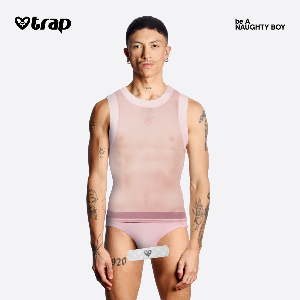 Trap「酷动」系列男式日常弹力修身全棉/真丝无袖背-boy粉