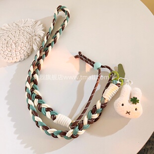 创意ins可调节长度斜跨长绳手机壳挂件趣味卡通可爱四叶草米菲兔公仔户外ccd挂链结实耐用便携侧肩背带式挂脖