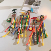 趣味立体吊坠挂件几何大嘴手机壳挂件编织彩色绳子汽车钥匙扣耳机套挂链百搭ins可爱男女款 手提防丢便携配饰