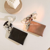 随身皮革裂纹零钱包收纳包挂件手机壳编织短款 手绳多功能卡包耳机套钥匙扣零钱袋高级感网红女款 便携结实挂链