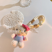 卡通可爱复古KT猫公仔编织尼龙挂绳适用于手机壳趣味网红ins女款 手机挂饰便携腕带钥匙包包手环挂件防丢防摔