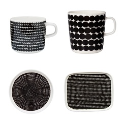 芬兰Marimekko玛莉美歌 黑色系 黑底金线 波点 花园 系列餐具