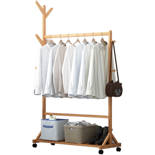 衣帽架落地简易卧室家用多功能可移动挂衣架玄关树杈型晾衣服裤架