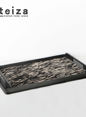 Oteiza轻奢现代金属马毛托盘置物摆件样板间卧室酒店软装饰品摆设