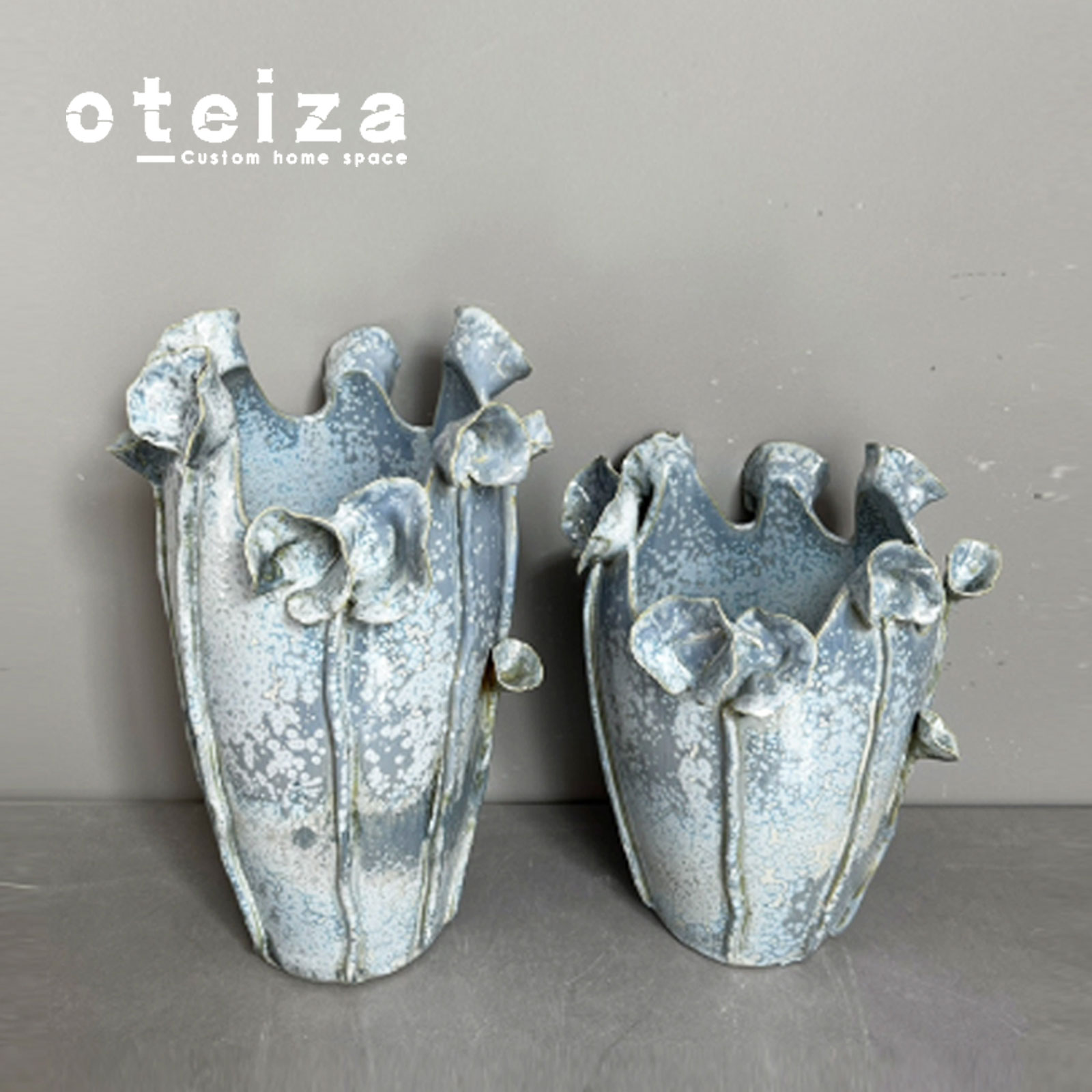 Oteiza侘寂风手作不规则陶瓷花瓶样板间售楼处酒店民宿玄关插花器