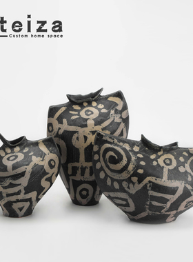 Oteiza现代简约侘寂风抽象艺术花瓶酒店民宿博古架客厅关花器摆设