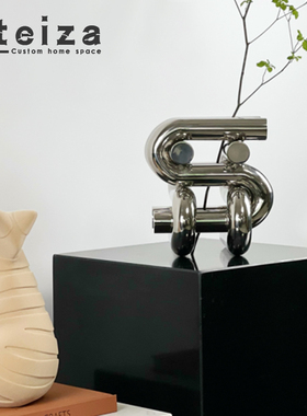 Oteiza轻奢现代不锈钢金属花器插花装饰样板房客厅摆件售楼处软装