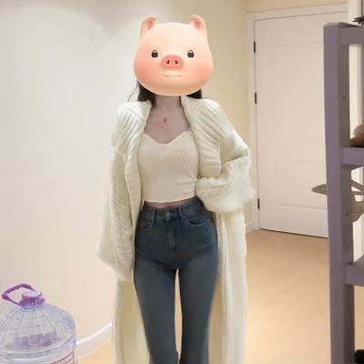 白色长款毛衣外套女春秋2025新款慵懒高级感秋冬季针织衫开衫上衣