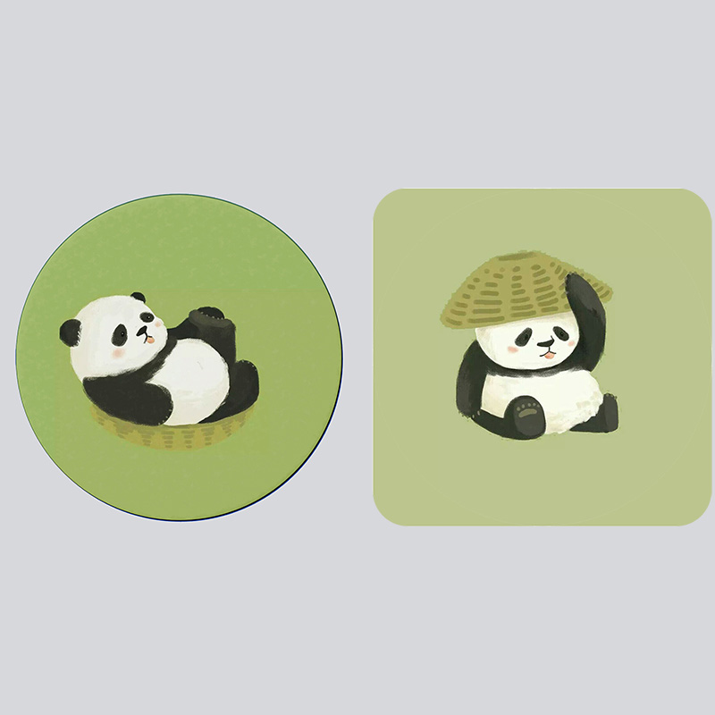 圆形卡通可爱熊猫陶瓷创意吸水杯垫隔热垫餐桌防烫防滑可来图定制