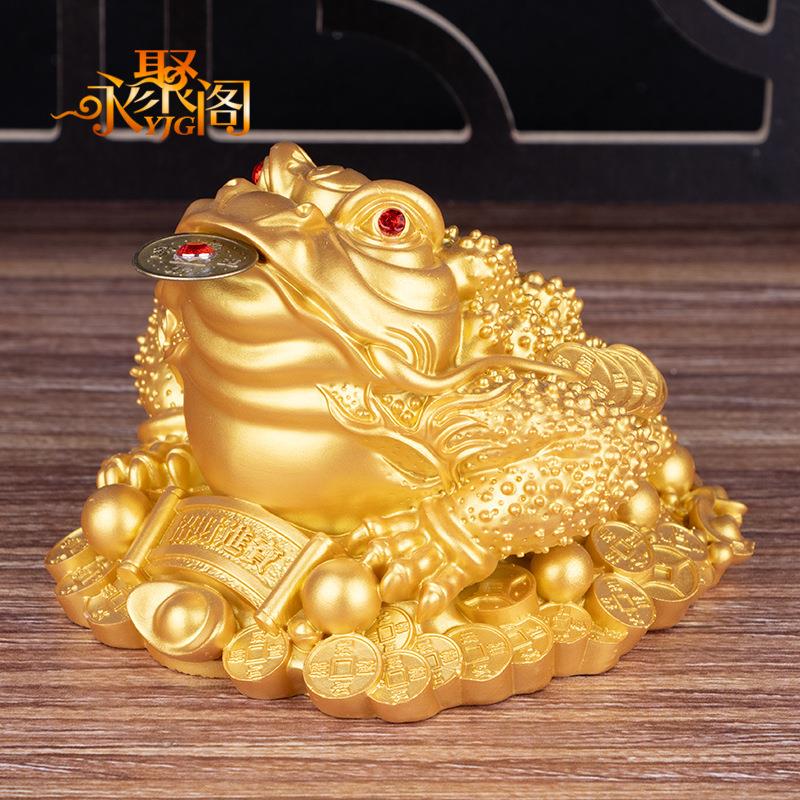 厂家直脚销大号树脂蟾摆件金三足金蝉家商居装饰务工艺礼品三蟾蜍