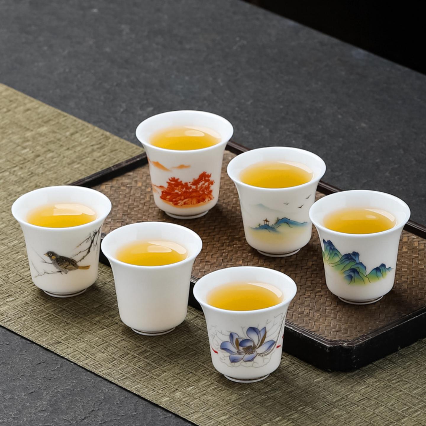 羊脂玉白瓷家用白酒杯烈酒杯小