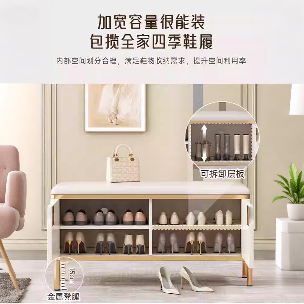 换鞋凳佐致(收鞋柜入家用门口一体墙靠轻坐奢高级感收纳长凳可鞋