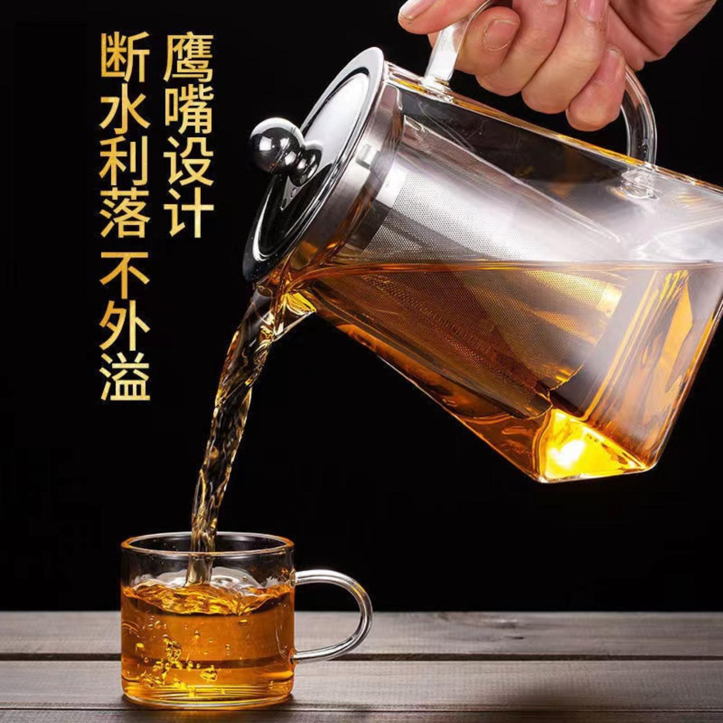 高硼硅玻璃天圆地方壶不锈钢过滤