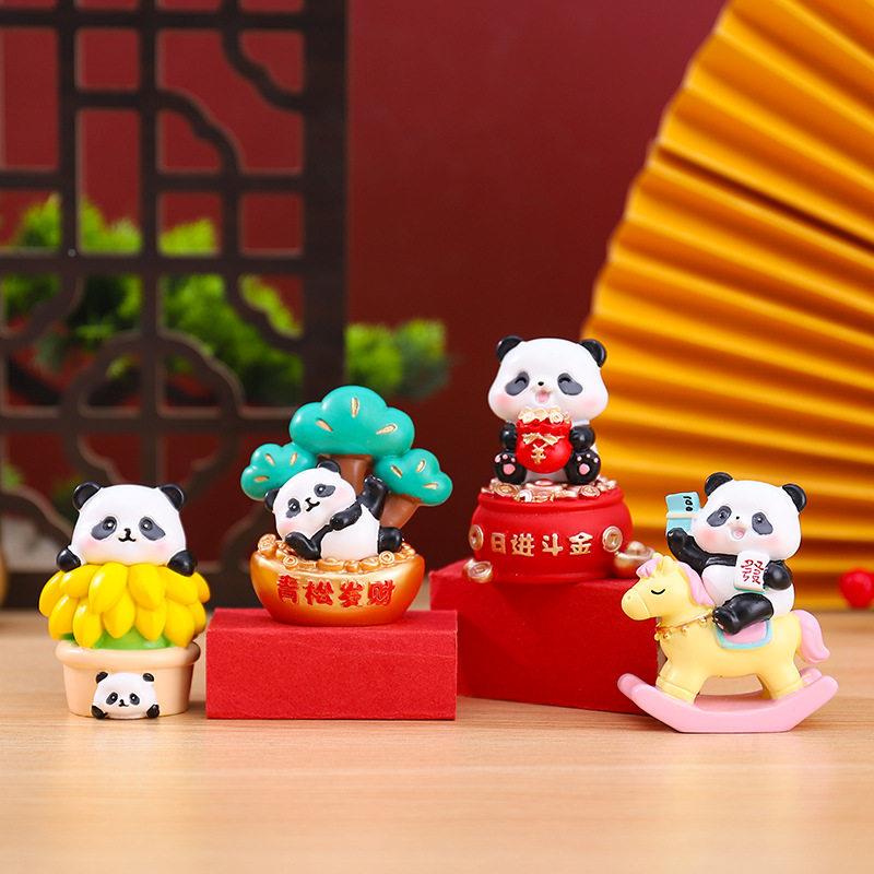 意新款树脂工艺桌面摆件好创意熊猫福福盲寓潮盒玩礼品旅游纪念品