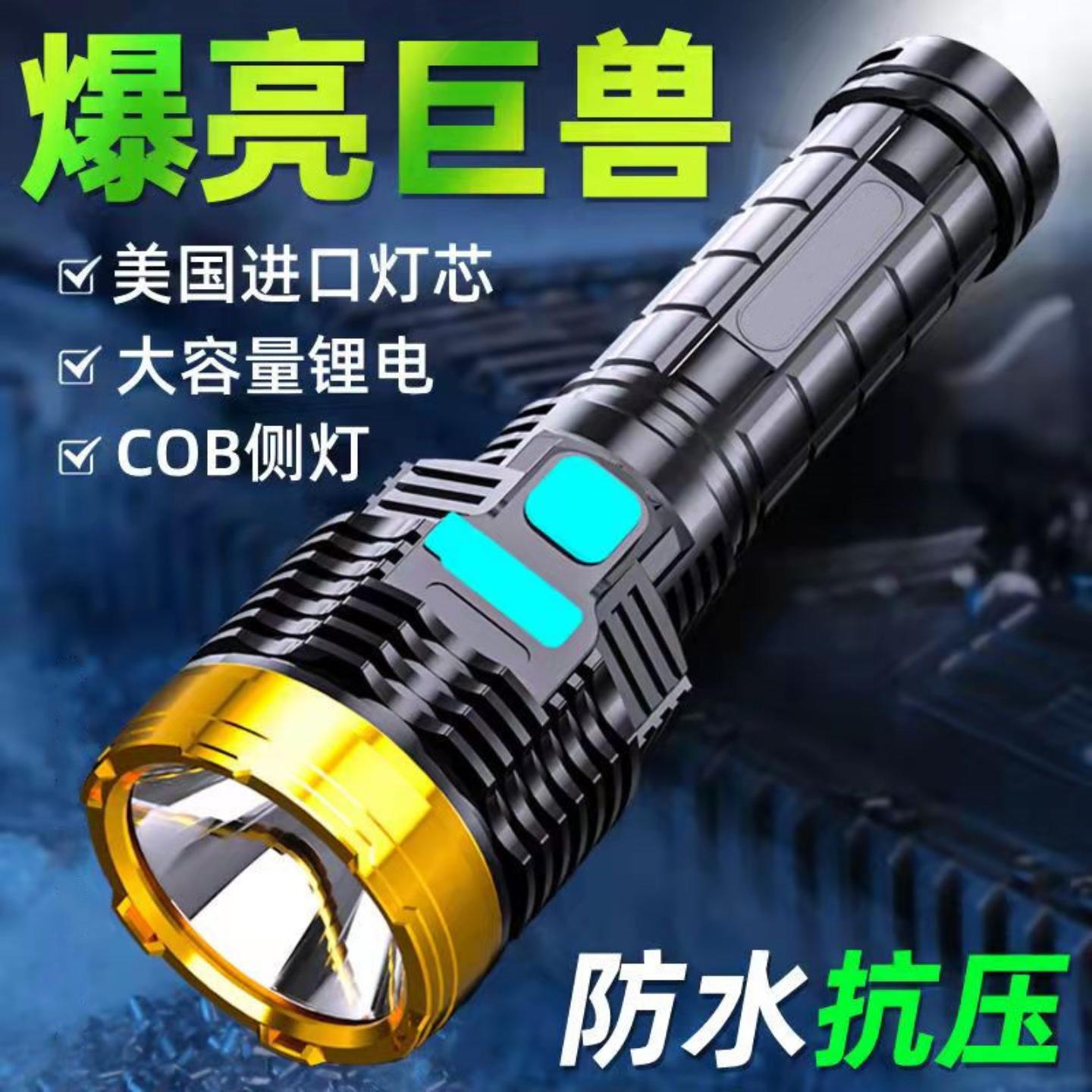 双光源超续航强光爆亮户外可充电