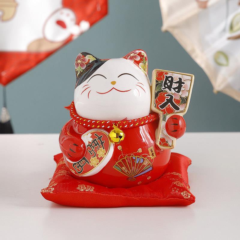 台招猫摆件陶瓷创意财品家居装饰存钱罐客厅家用开礼业收银柜发财