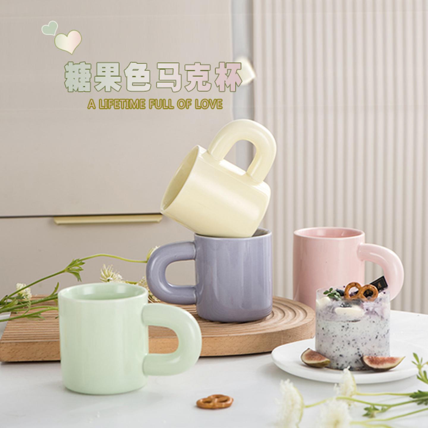 网红风喝水杯陶瓷家用杯子牛奶杯