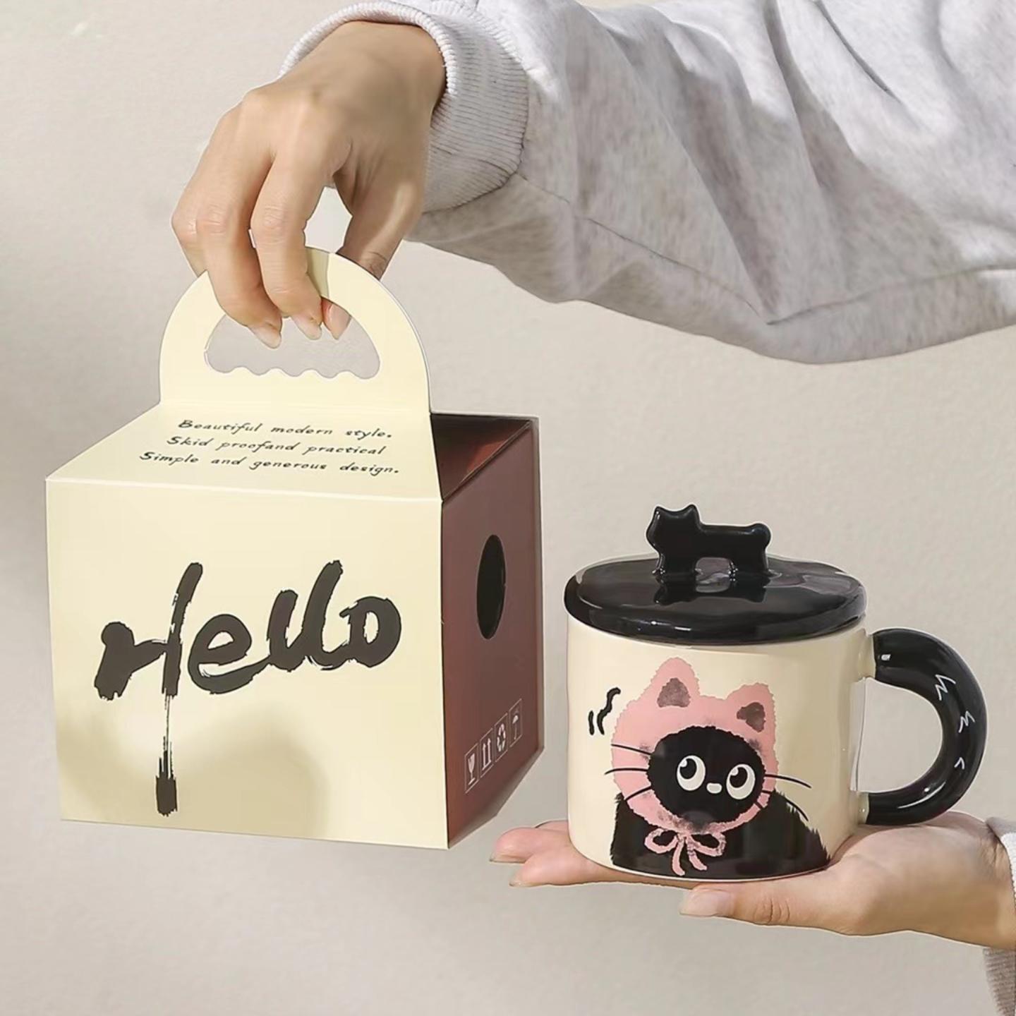 创意个性猫咪马克杯带盖伴手礼品