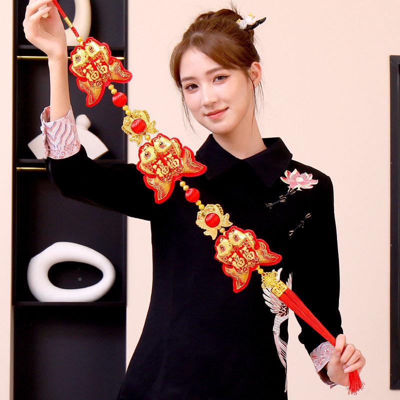 新款挂饰钱袋对新对挂件年鱼客新款3+2厅玄乔关装饰迁入户门福字
