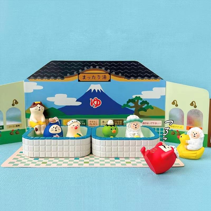 日式猫澡K堂休闲泡礼澡INS意潮玩微缩108创品ZAKA树脂家居DIY小摆