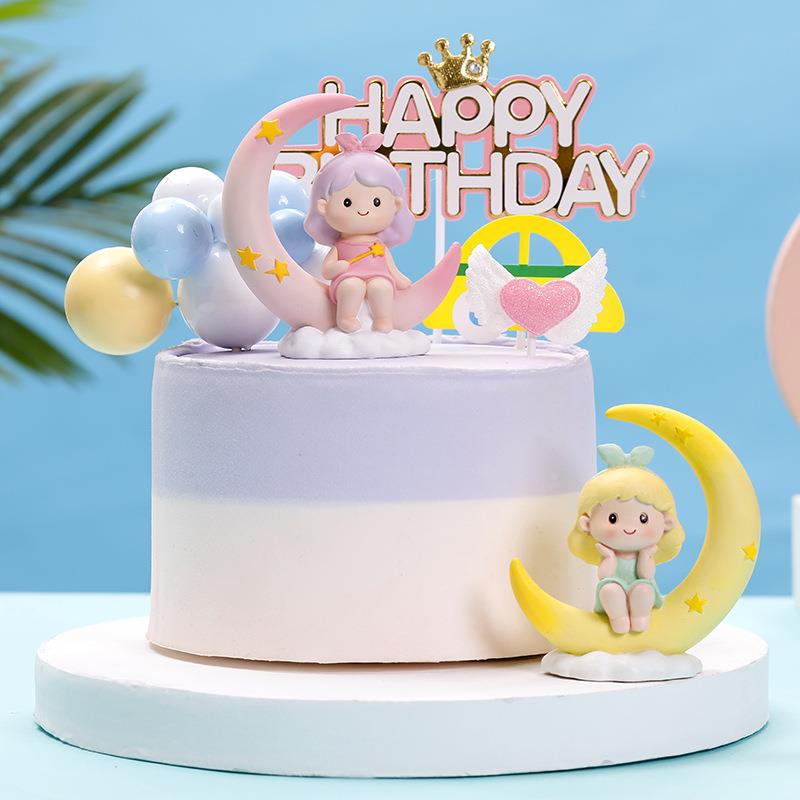 蛋许LM045愿月亮少女公主系树列脂摆件女孩生日糕摆件女童间房装