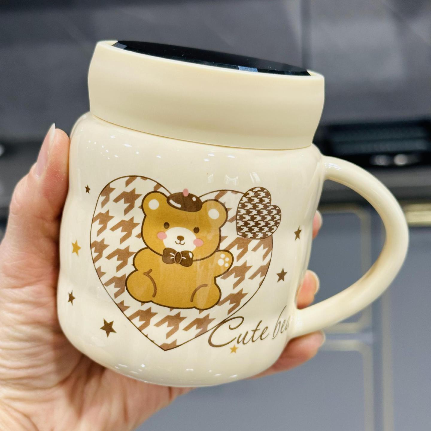 卡通马克杯带盖高颜值陶瓷杯礼品