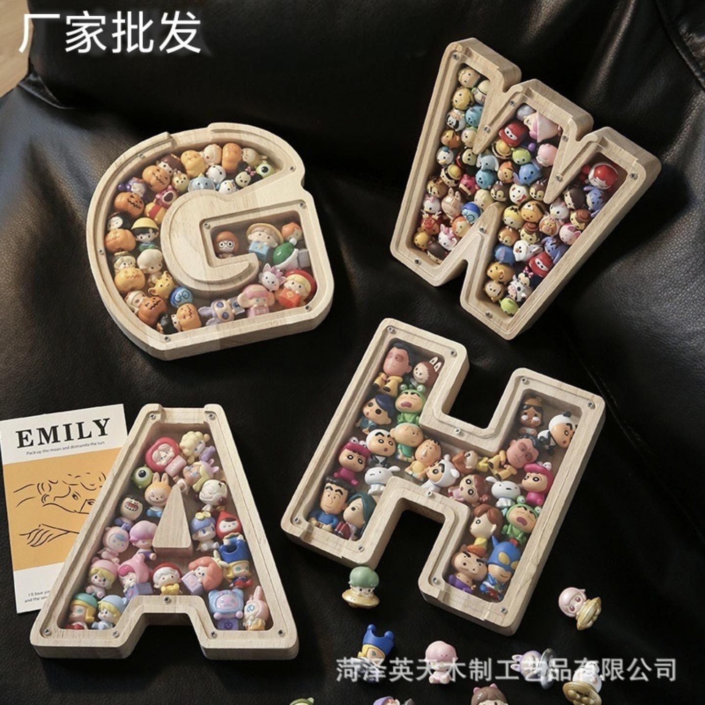现货木质26个英文字母储蓄罐儿童