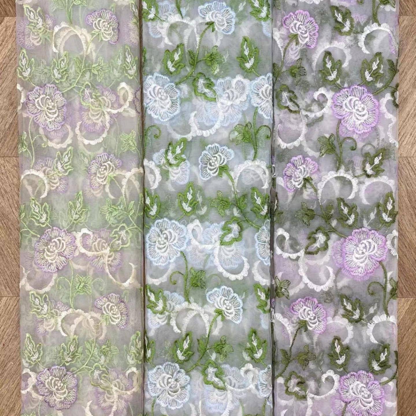 春夏新款女童连衣裙蕾丝绣花面料