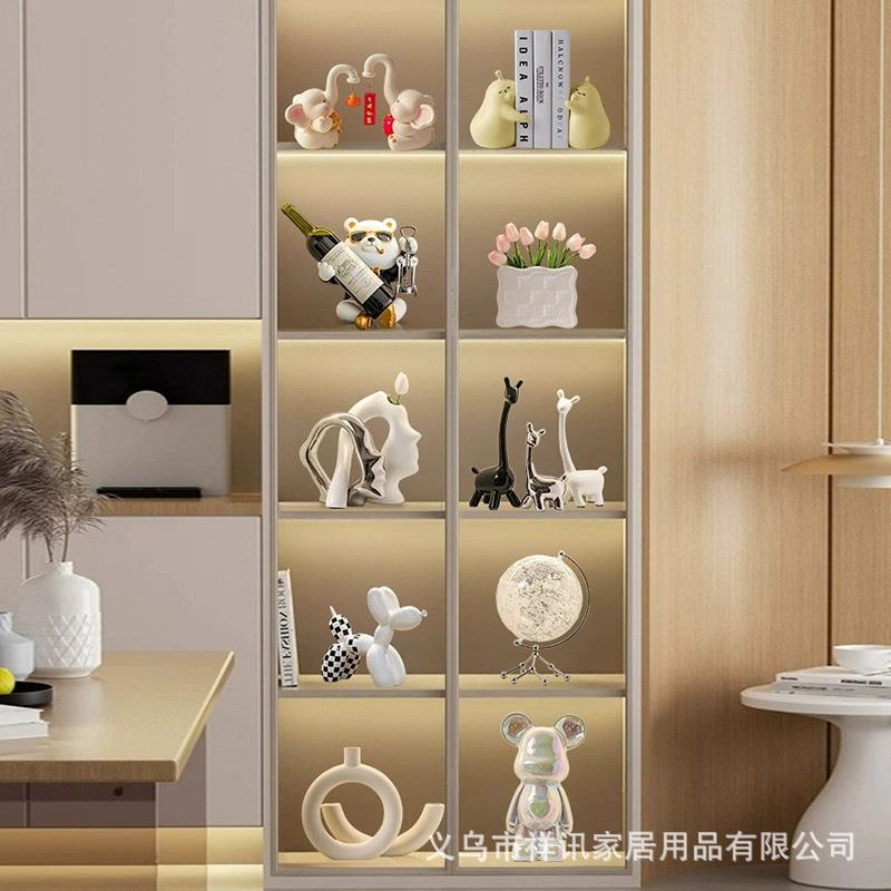客厅电物视柜酒柜装饰件摆60暴油力熊高级感乔迁新居礼奶风组合套