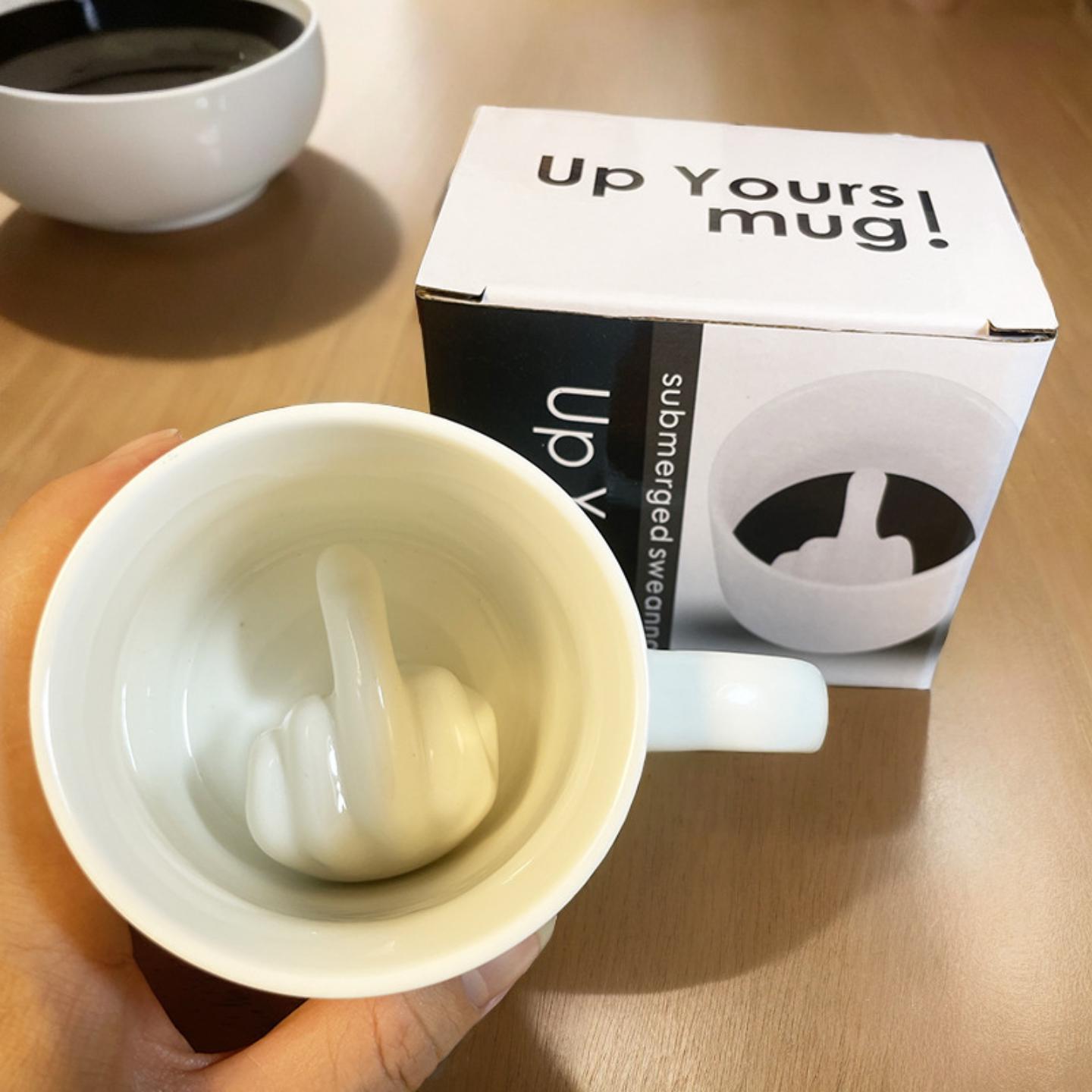 中指杯创意陶瓷水杯浮雕造型手指