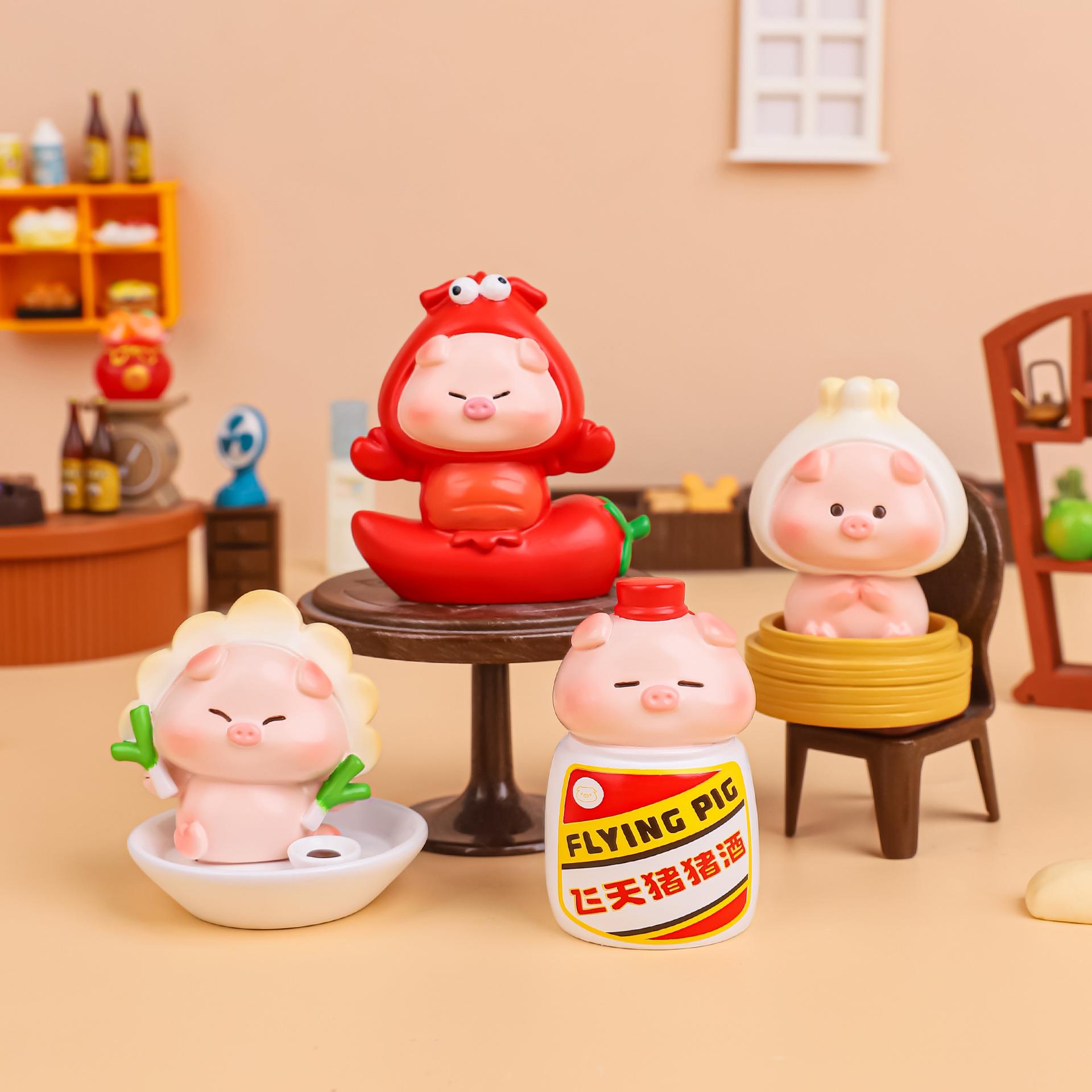 中华美食创卡通小猪可爱食玩摆件桌面装猪饰品树脂公仔手MW-101意