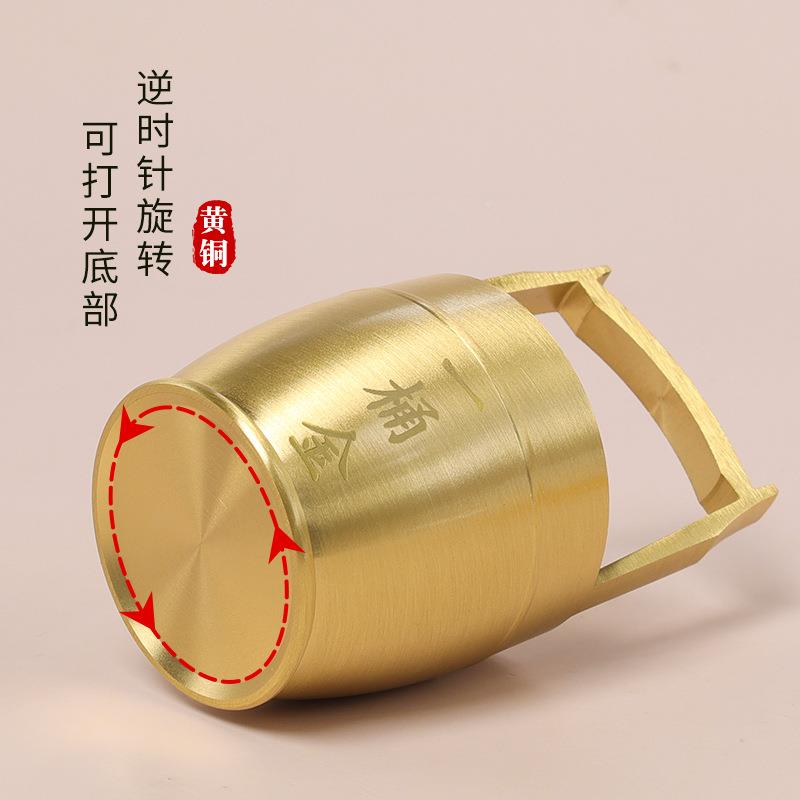 一桶纯黄金铜小水办桶公风水件全黄铜水桶摆件工艺品小铜摆器