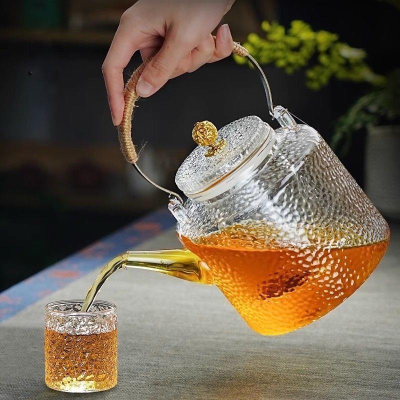 1500ml煮茶锤纹1500ml煮电陶炉围烧水壶炉煮壶办茶耐高温高硼硅公