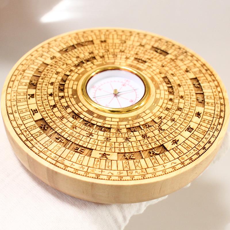 厂家现桃木圆形罗盘风水用品 指货南针罗工艺品 盘01-桃木罗罗经