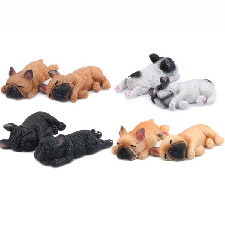 萌款不醒系列小号法国斗犬模型手柴犬办d牛iy冰箱贴公珍 BB睡仔磁